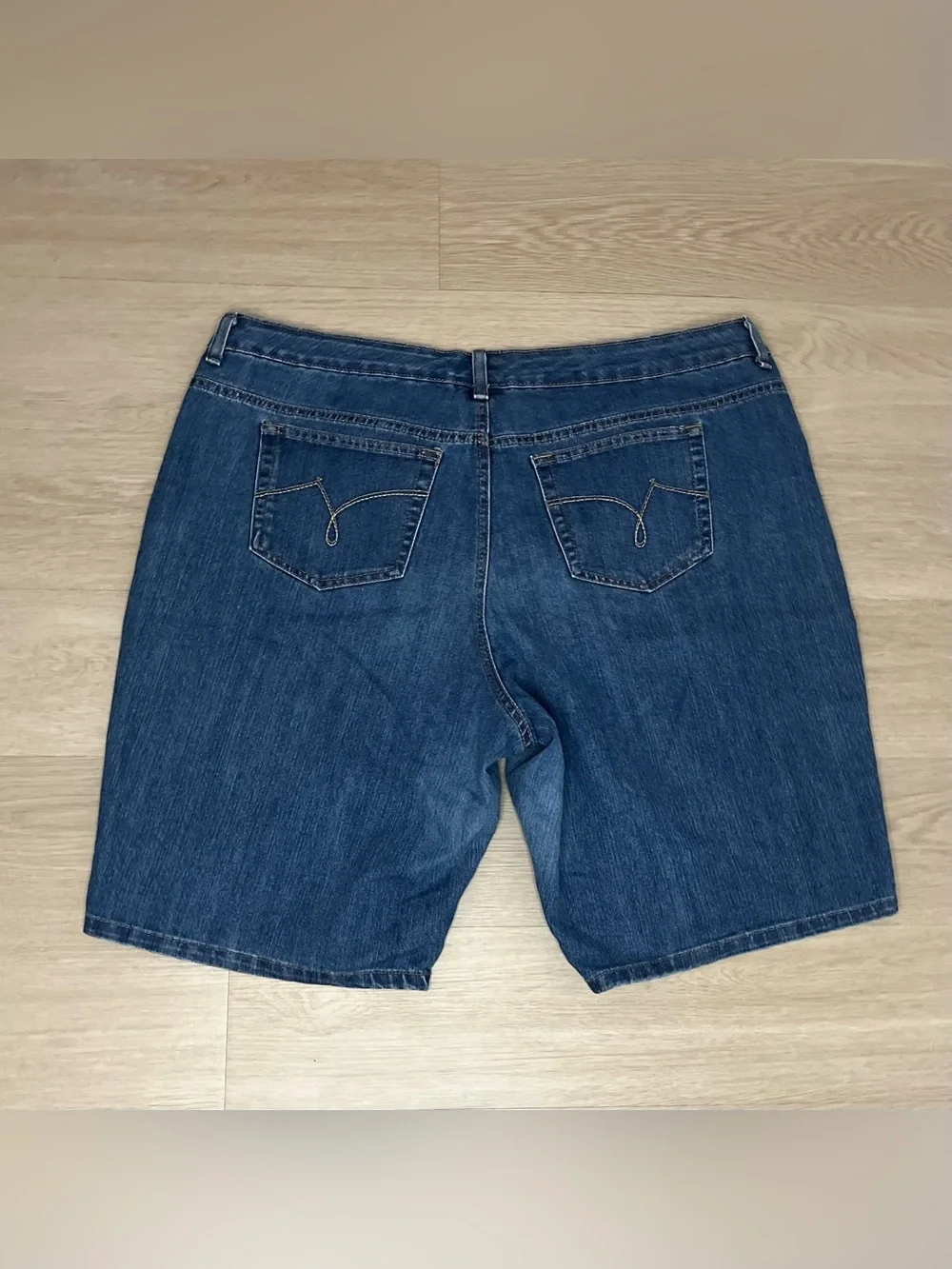 Just My Size Antique Wash Denim Shorts - Medium Blue Size 22W